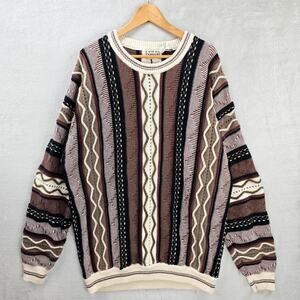 Vintage Cotton Traders Sweater Mens 2XL 3D Knit 90s Biggie Cosby Coogi Style